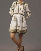 Maeve Long-Sleeve Embroidered Boho Mini Dress